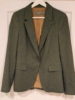 Zara Basic Made In Spain Blazer Single Button Structured Jacket Shoulder Pads